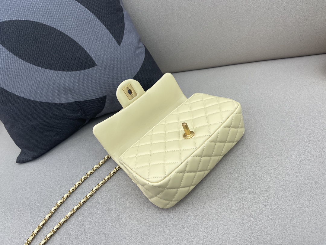 Small Classic Flap Lambskin Bag AS1787 Light Yellow